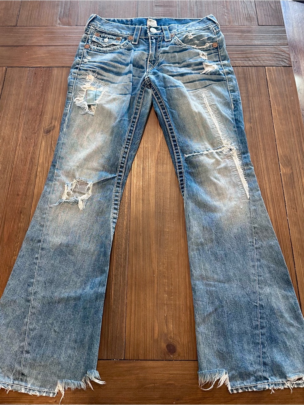 True Religion Bobby Big T World Tour Distressed Jeans Made in USA